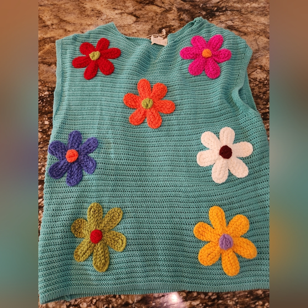 Floral Knit Women's Sweater - Multicolor